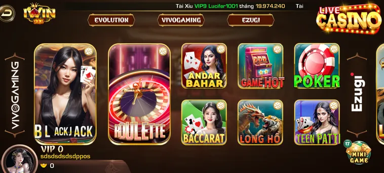 Danh Mục Trò Chơi LiveStream Casino Iwin Club Đỉnh Cao Giải Trí Trực Tuyến Với Trải Nghiệm Chân Thực